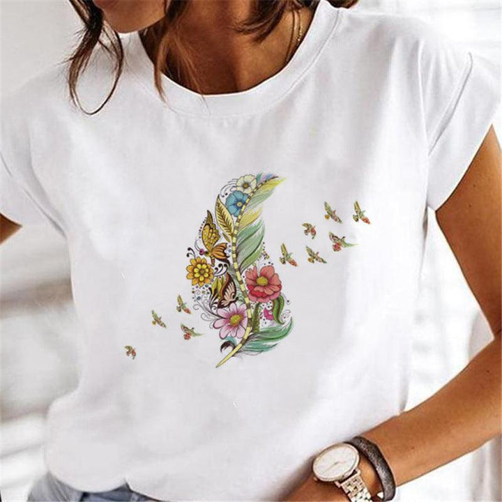 Street Personalized Feather Versatile T-shirt - Super Amazing Store