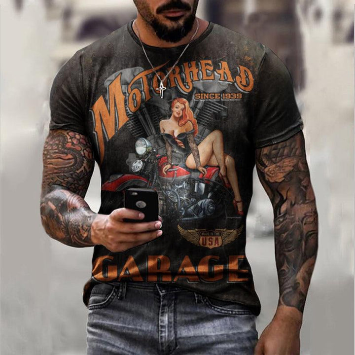 Summer Short Sleeve T-Shirt Casual 3D Motorcycle Printing Loose Pullover Men's Shirt - Super Amazing Store