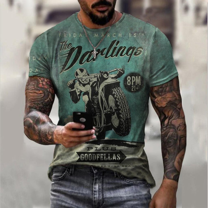 Summer Short Sleeve T-Shirt Casual 3D Motorcycle Printing Loose Pullover Men's Shirt - Super Amazing Store