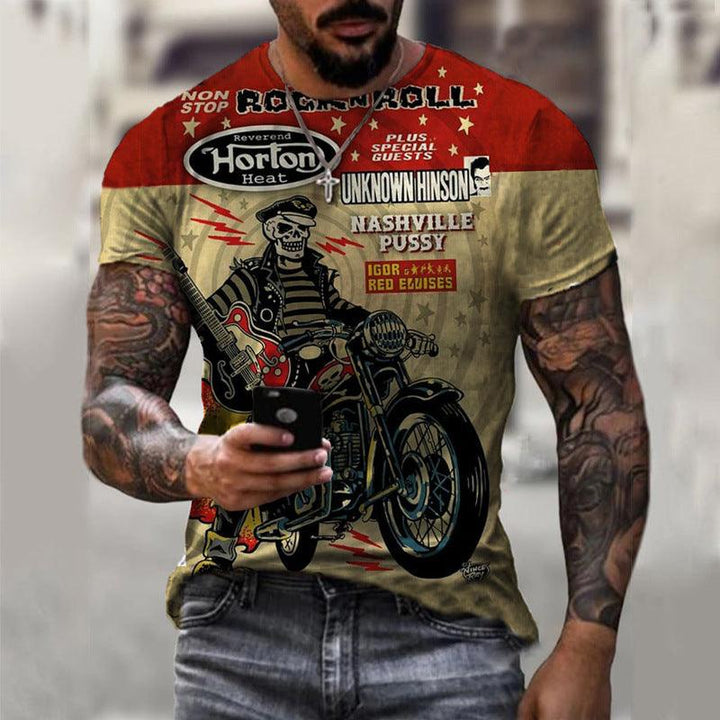 Summer Short Sleeve T-Shirt Casual 3D Motorcycle Printing Loose Pullover Men's Shirt - Super Amazing Store