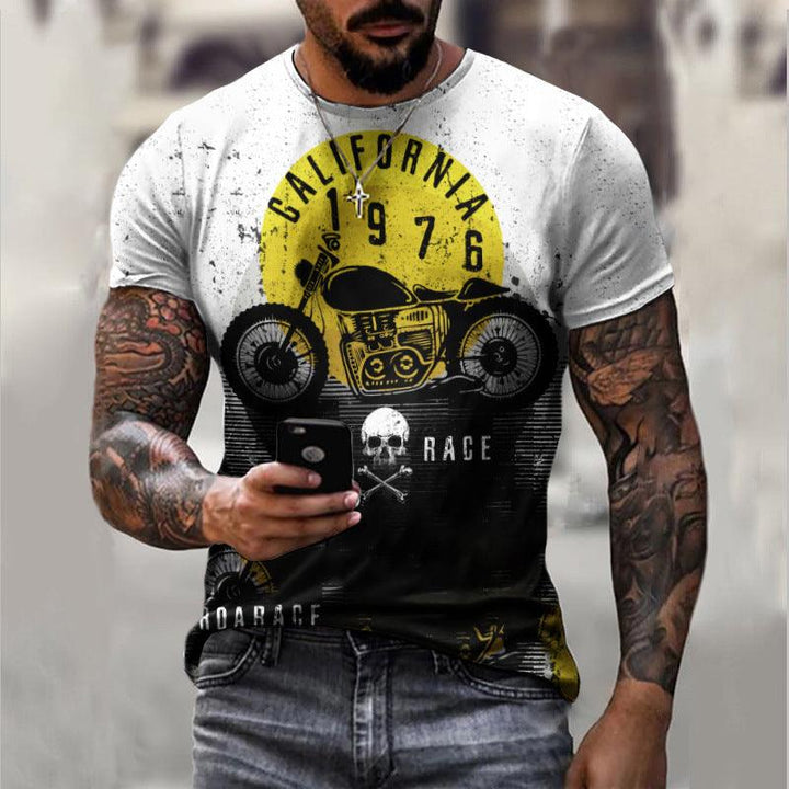 Summer Short Sleeve T-Shirt Casual 3D Motorcycle Printing Loose Pullover Men's Shirt - Super Amazing Store