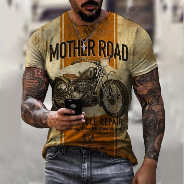 Summer Short Sleeve T-Shirt Casual 3D Motorcycle Printing Loose Pullover Men's Shirt - Super Amazing Store