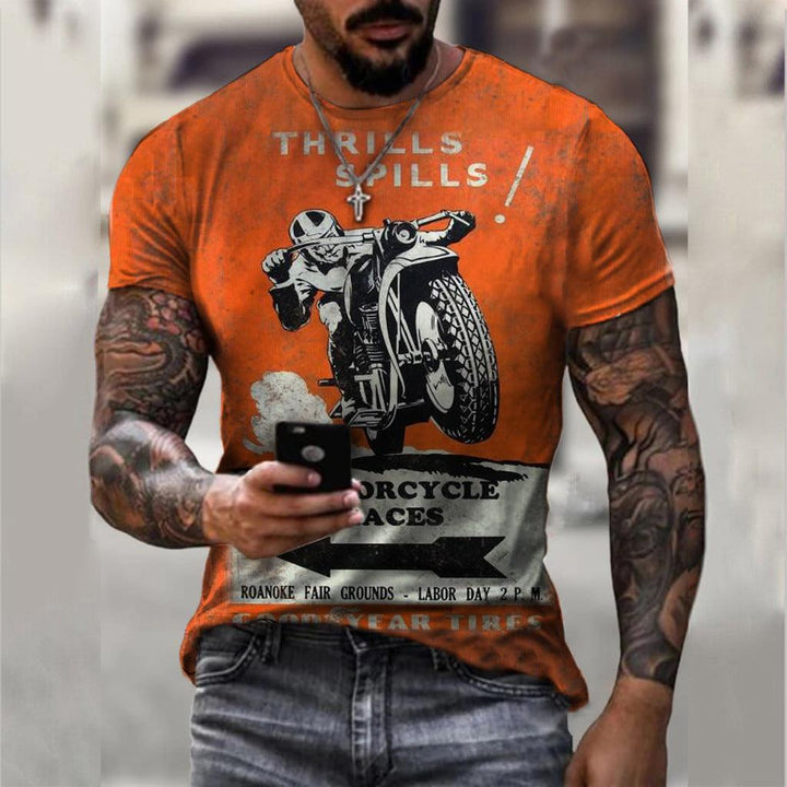 Summer Short Sleeve T-Shirt Casual 3D Motorcycle Printing Loose Pullover Men's Shirt - Super Amazing Store