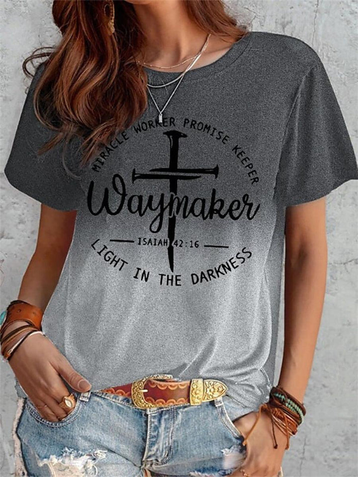 Summer Short Sleeve T-shirt Cross And Letter Print Tops Women - Super Amazing Store