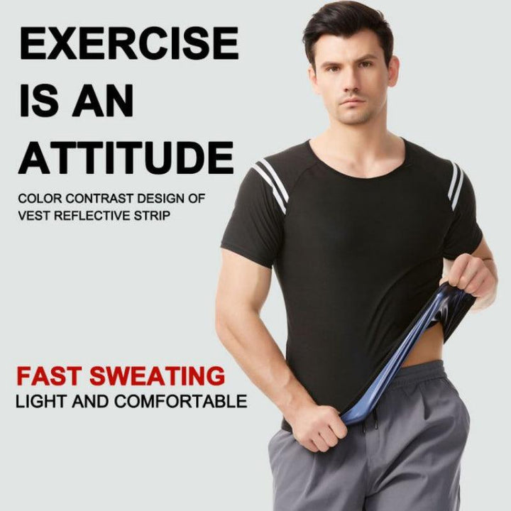 Sweating Suit For Men's Sports And Fitness Short Sleeved Body Shaping Suit - Super Amazing Store