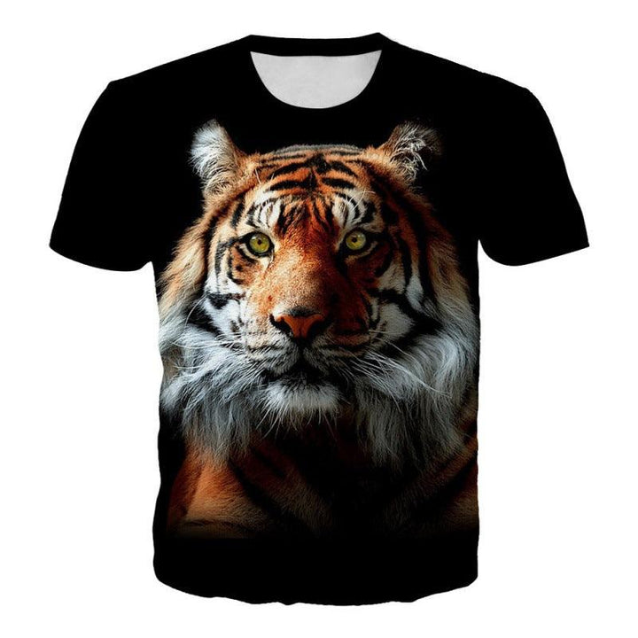 Tiger 3D Printed Casual Round Neck Short Sleeved Top - Super Amazing Store