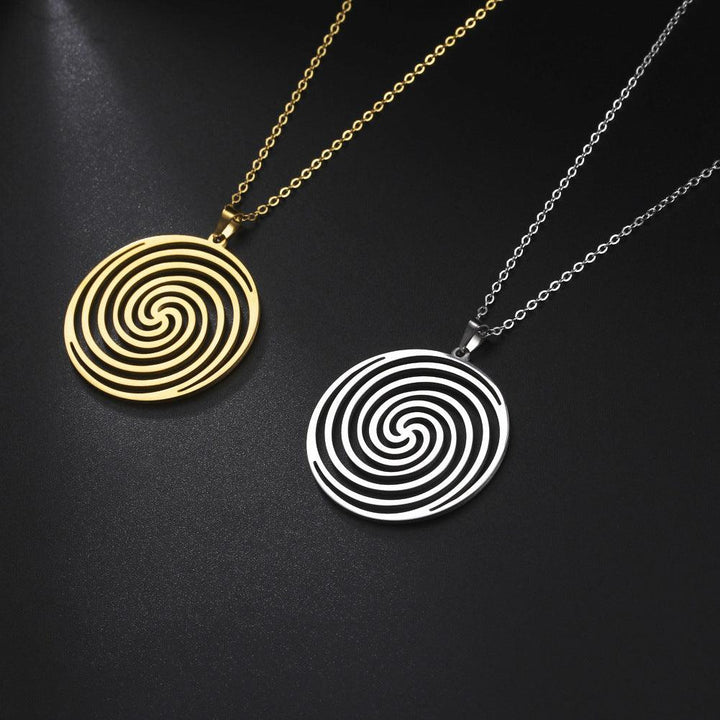 Titanium Steel Cut Hollow Vortex Round Pendant Necklace - Super Amazing Store