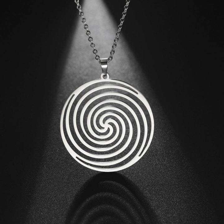 Titanium Steel Cut Hollow Vortex Round Pendant Necklace - Super Amazing Store