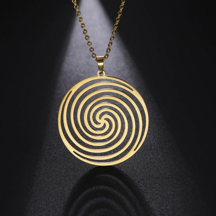 Titanium Steel Cut Hollow Vortex Round Pendant Necklace - Super Amazing Store