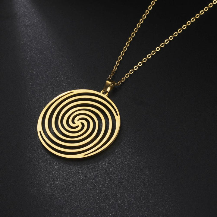 Titanium Steel Cut Hollow Vortex Round Pendant Necklace - Super Amazing Store