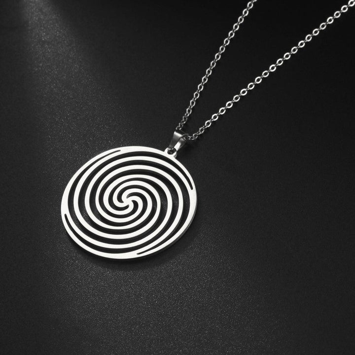 Titanium Steel Cut Hollow Vortex Round Pendant Necklace - Super Amazing Store