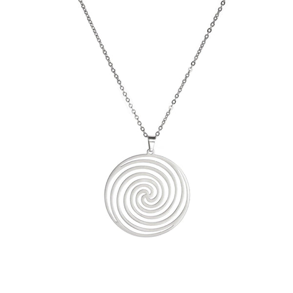 Titanium Steel Cut Hollow Vortex Round Pendant Necklace - Super Amazing Store