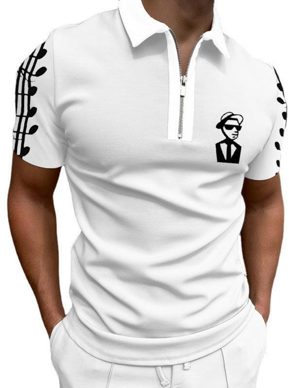 Trendy Men's Short Sleeve Polo Shirt Casual Zipper Lapel Top - Super Amazing Store