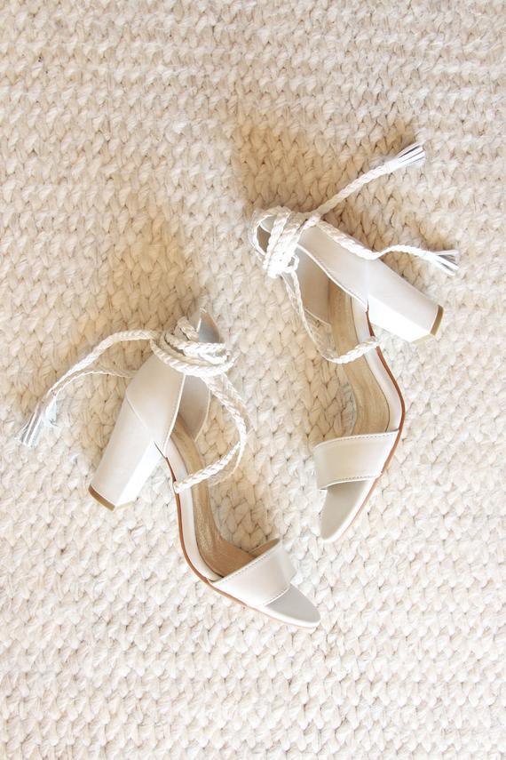 Women's Braided White Heels - Super Amazing Store