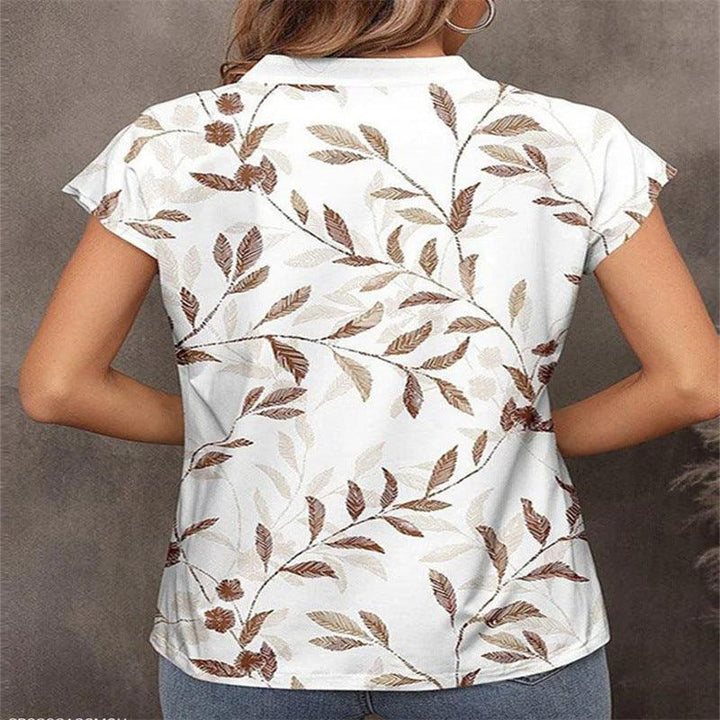 Women's Casual Fashion Printed V-neck Short Sleeved T-shirt - Super Amazing Store