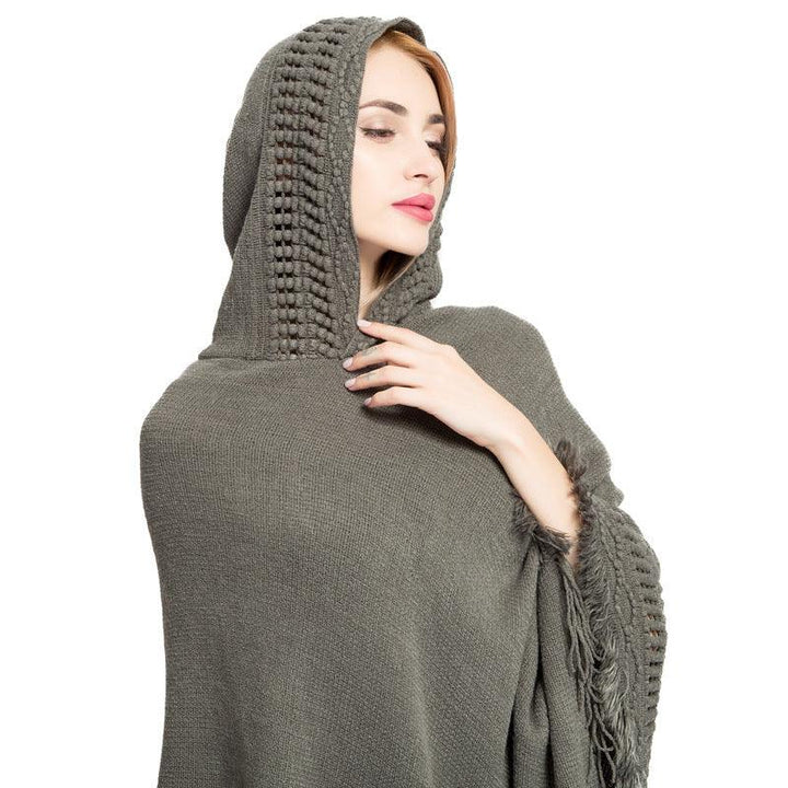 Women's Fashion Faux Cashmere With Hat Tassel Shawl - Super Amazing Store