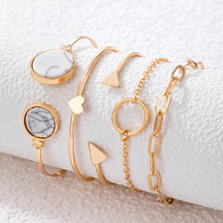 Women's Five-piece Bracelet Set With Imitation Gemstone Inlaid Opening - Super Amazing Store