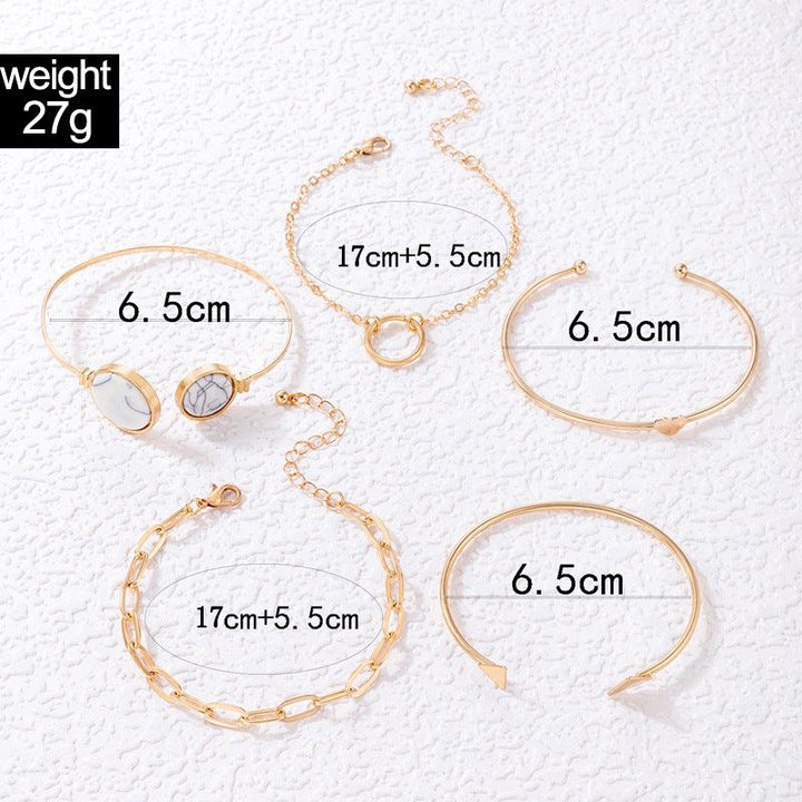 Women's Five-piece Bracelet Set With Imitation Gemstone Inlaid Opening - Super Amazing Store