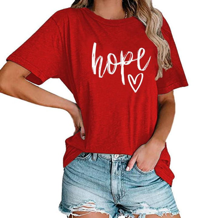 Women's HOPE Love Print Loose T-shirt - Super Amazing Store
