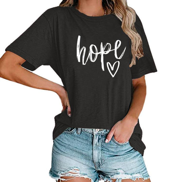 Women's HOPE Love Print Loose T-shirt - Super Amazing Store