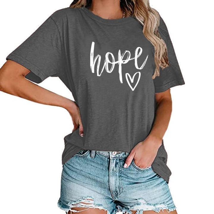 Women's HOPE Love Print Loose T-shirt - Super Amazing Store