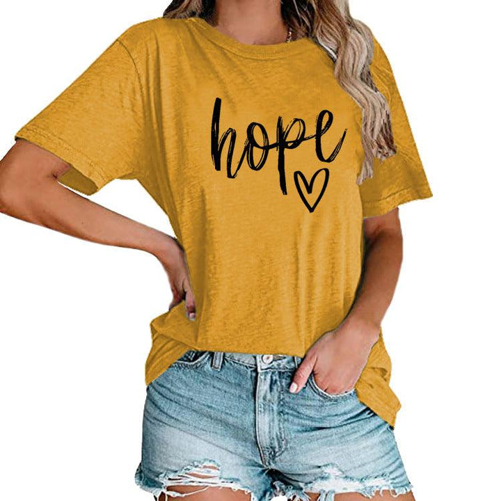 Women's HOPE Love Print Loose T-shirt - Super Amazing Store