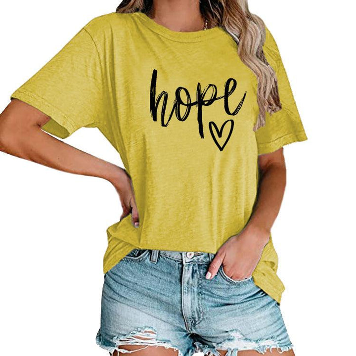 Women's HOPE Love Print Loose T-shirt - Super Amazing Store