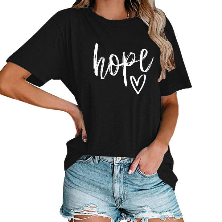 Women's HOPE Love Print Loose T-shirt - Super Amazing Store