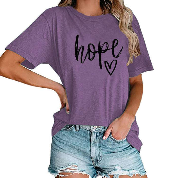 Women's HOPE Love Print Loose T-shirt - Super Amazing Store