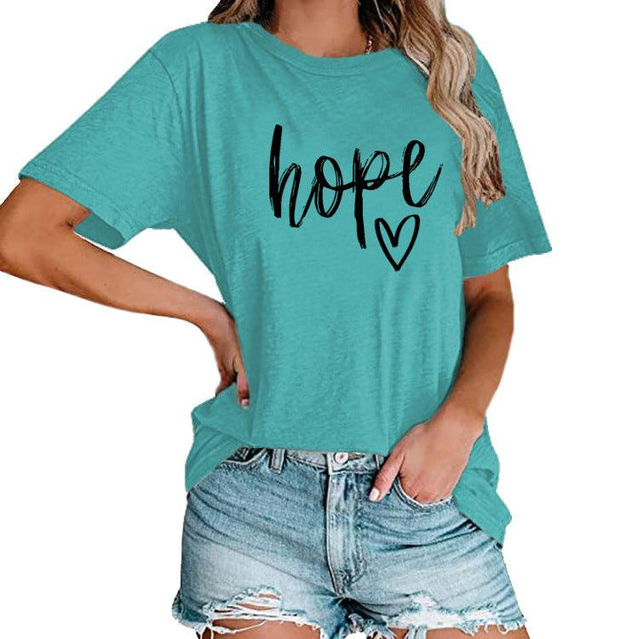 Women's HOPE Love Print Loose T-shirt - Super Amazing Store