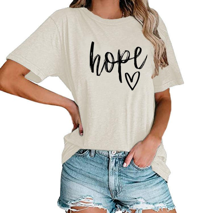 Women's HOPE Love Print Loose T-shirt - Super Amazing Store