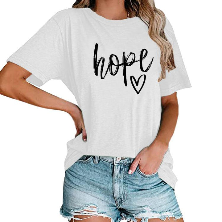 Women's HOPE Love Print Loose T-shirt - Super Amazing Store