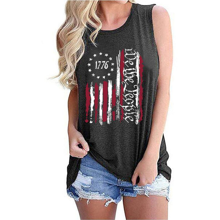 Women's Independence Day Round Neck Sleeveless Vest T-shirt - Super Amazing Store