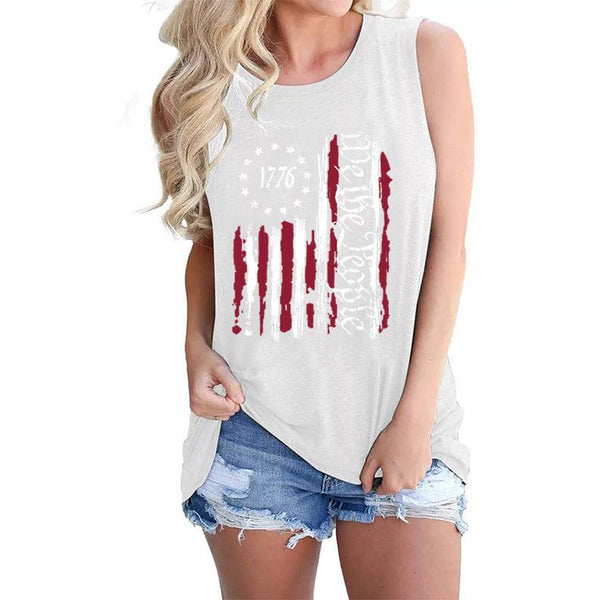 Women's Independence Day Round Neck Sleeveless Vest T-shirt - Super Amazing Store