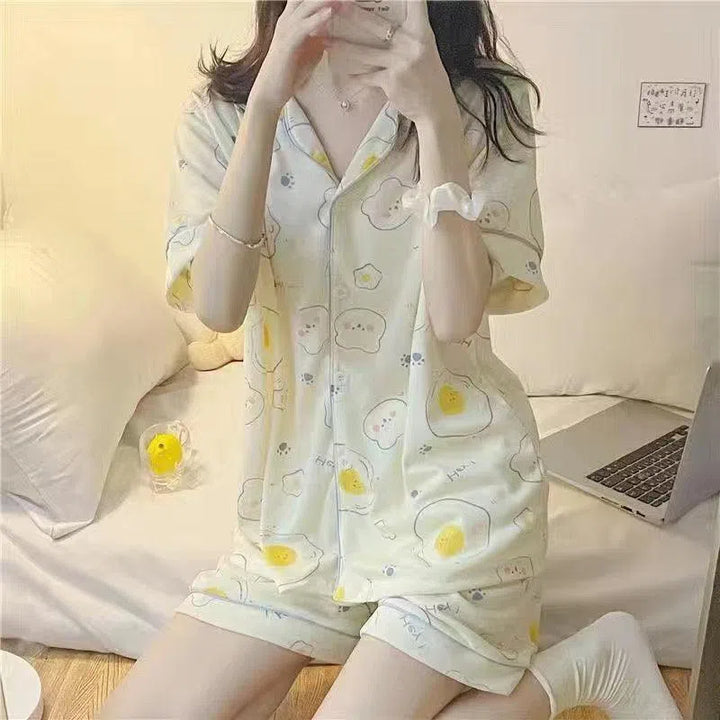 Women's Loose Cardigan Lapel Pajama Set - Super Amazing Store