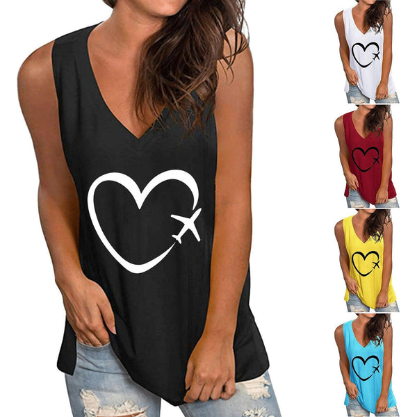 Women's New Sleeveless Camisole Heart Printing Vest - Super Amazing Store