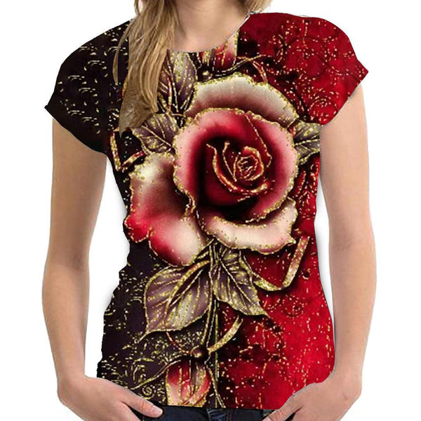 Women's Rose Summer Short Sleeve - Super Amazing Store