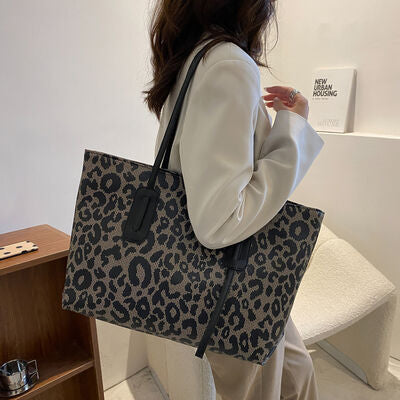 PU Leather Leopard Tote Bag Trendsi