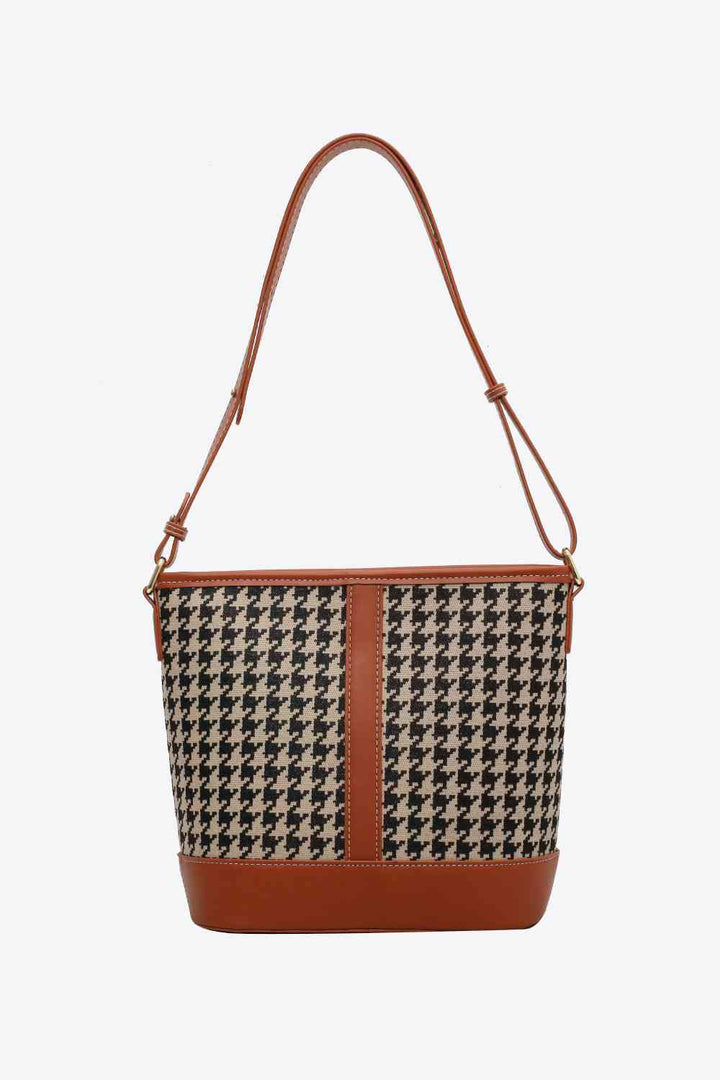 Houndstooth PU Leather Shoulder Bag Trendsi