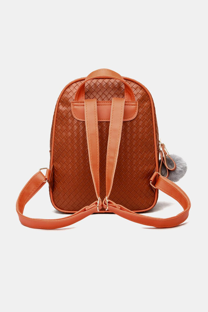 PU Leather Backpack with Pom-Pom Pendant - Super Amazing Store