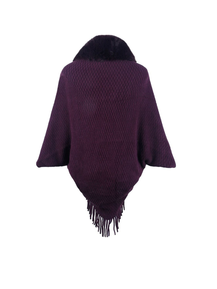 Open Front Fringe Hem Poncho - Super Amazing Store