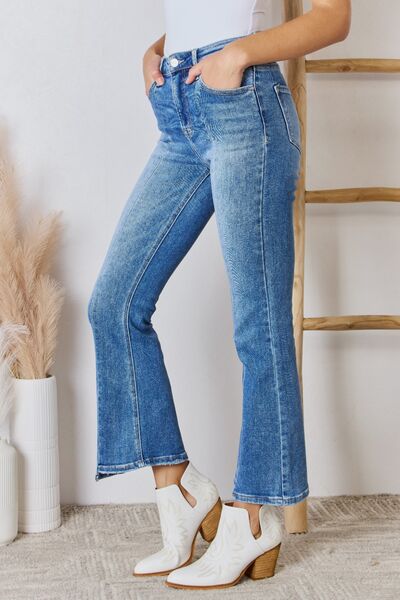 RISEN Full Size High Rise Ankle Flare Jeans Trendsi