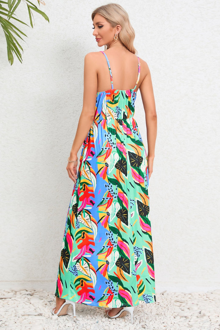 Printed Surplice Maxi Cami Dress Trendsi