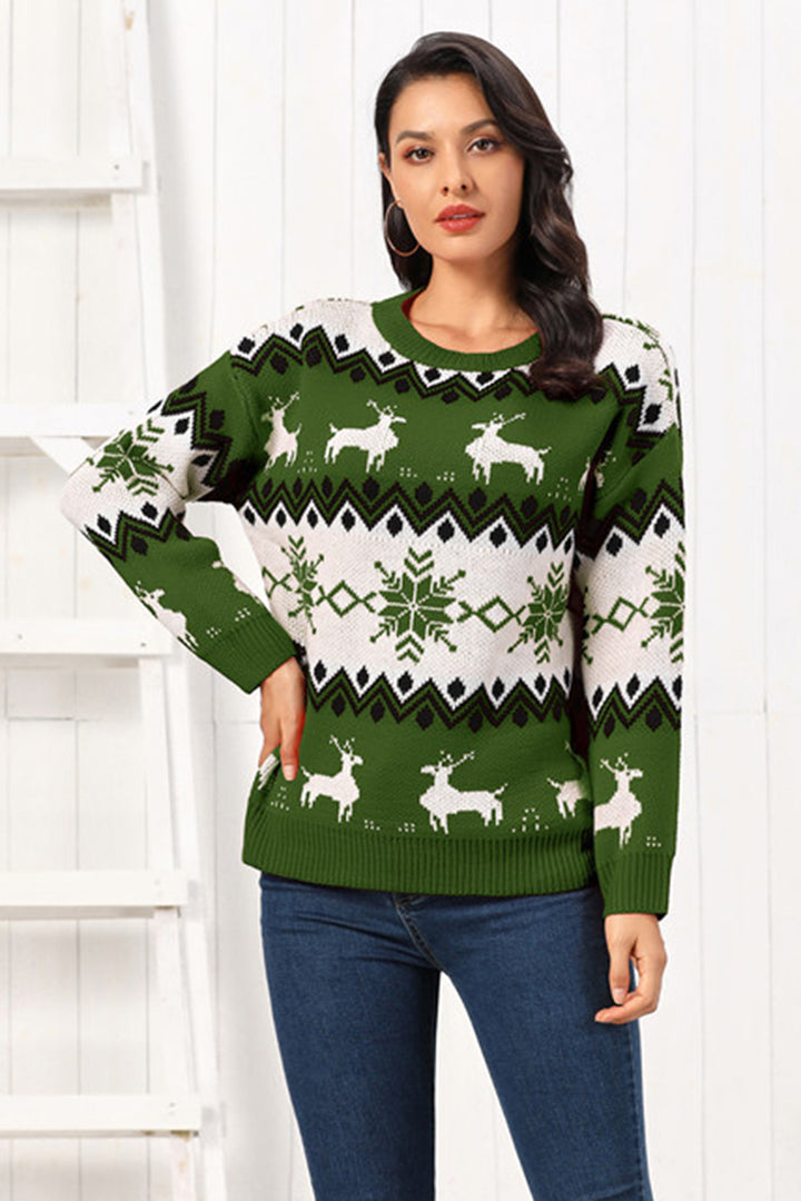 Reindeer Round Neck Sweater - Super Amazing Store