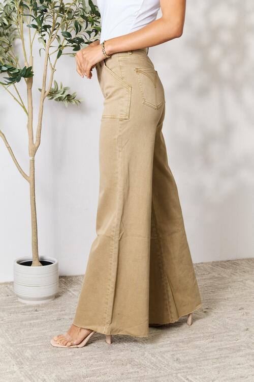 BAYEAS Raw Hem Wide Leg Jeans Trendsi