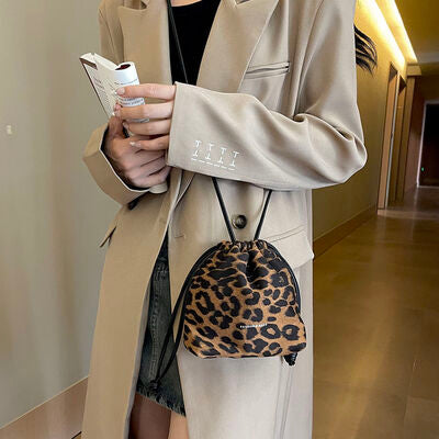 Drawstring Leopard Crossbody Bag Trendsi