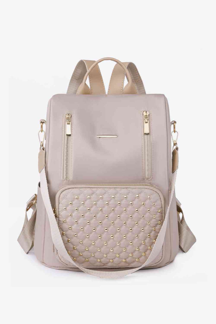 Zipper Pocket Beaded Backpack Trendsi