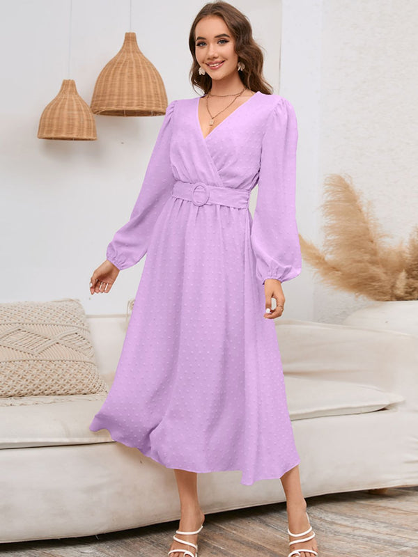 Surplice Balloon Sleeve Dress Trendsi