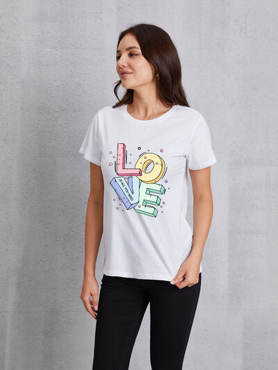 LOVE IS ALL YOU NEED Round Neck T-Shirt Trendsi