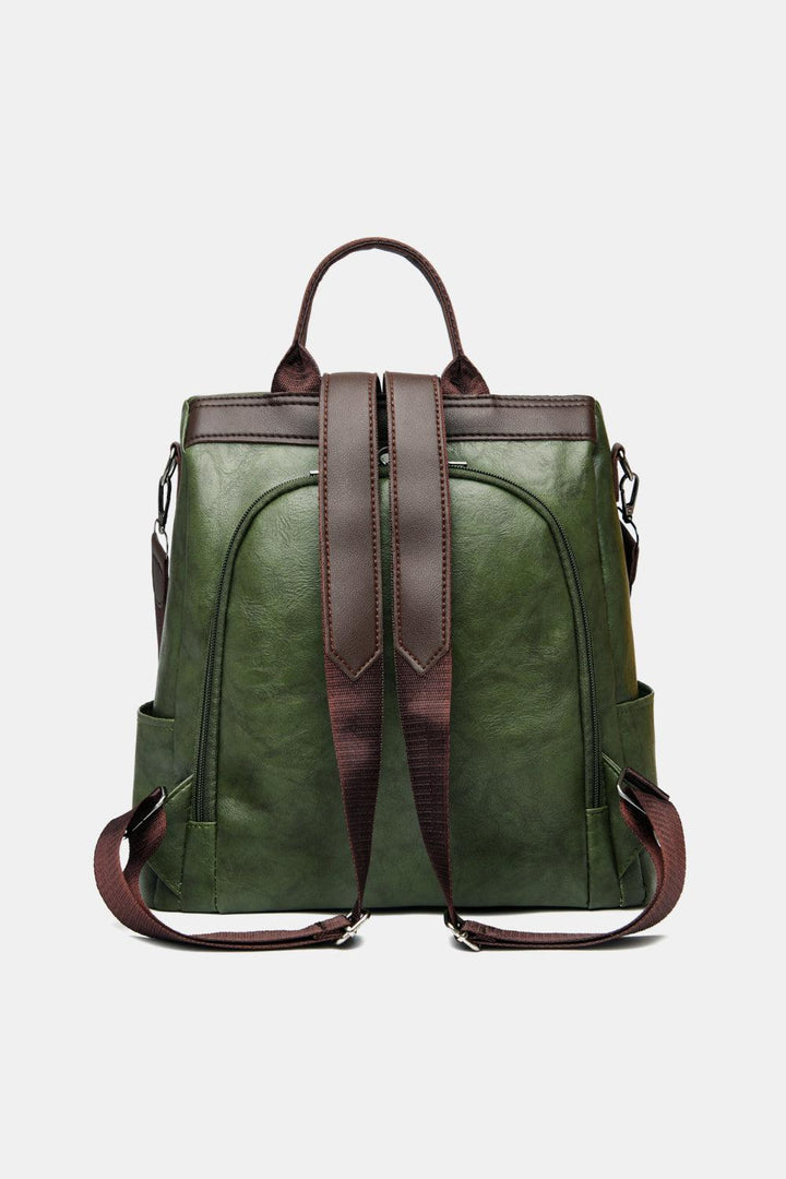 Contrast Color PU Leather Backpack - Super Amazing Store